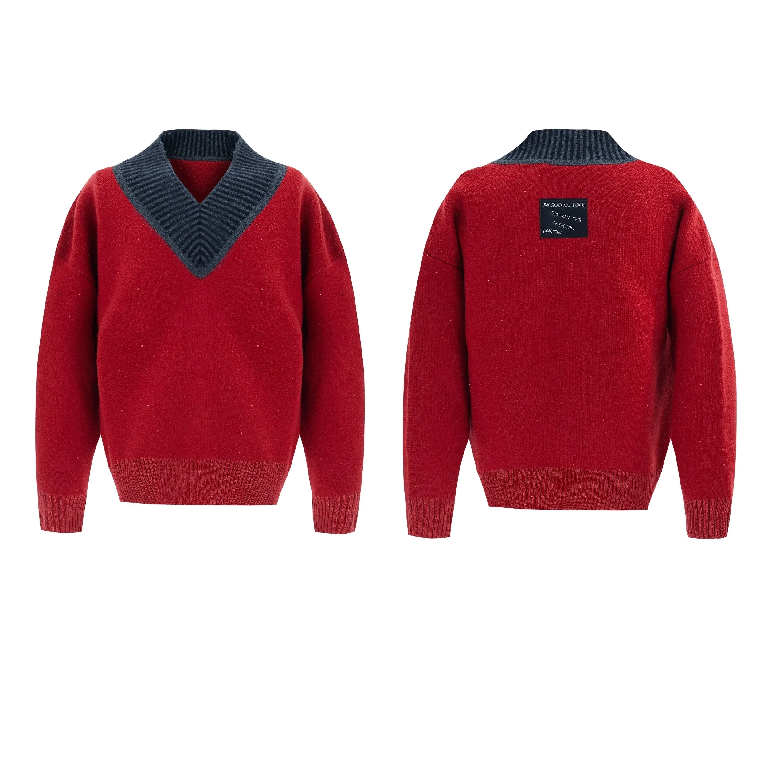 【24s Dec.】Glittery V-neck Textured Sweater