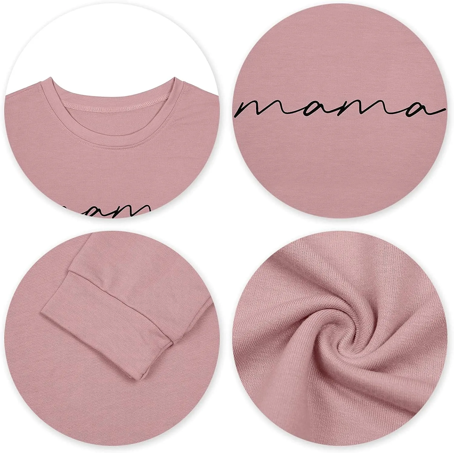 ASTANFY Womens Crewneck Sweatshirt Mama Letter Print Long Sleeve Loose Fashion Pullover Top