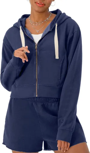 Champion Women's Sweatshirt, Vintage Wash Hoodie, Zip-Up Hoodie with Vintage Wash For Women
