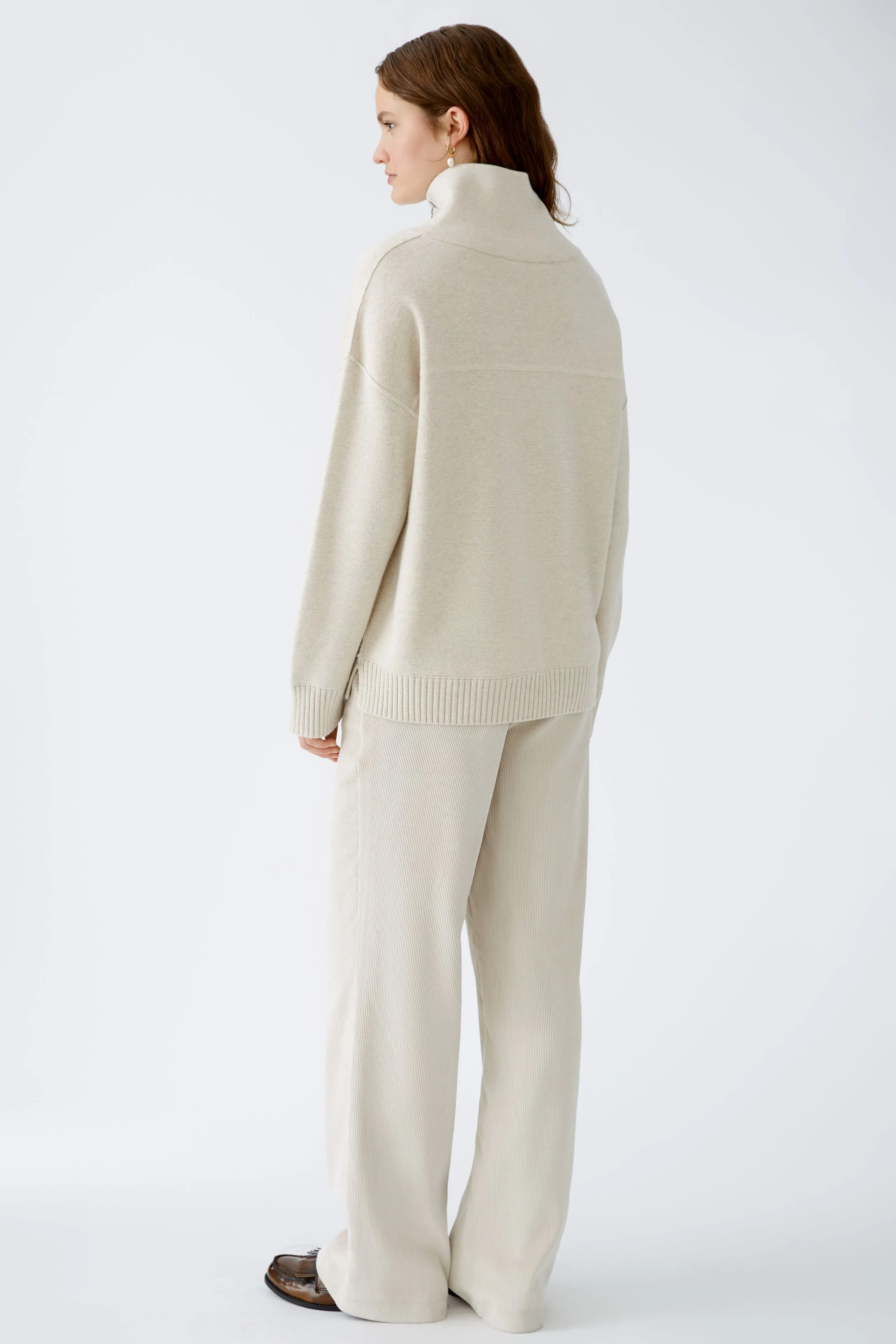 Cotton Blend Pullover in Beige Melange