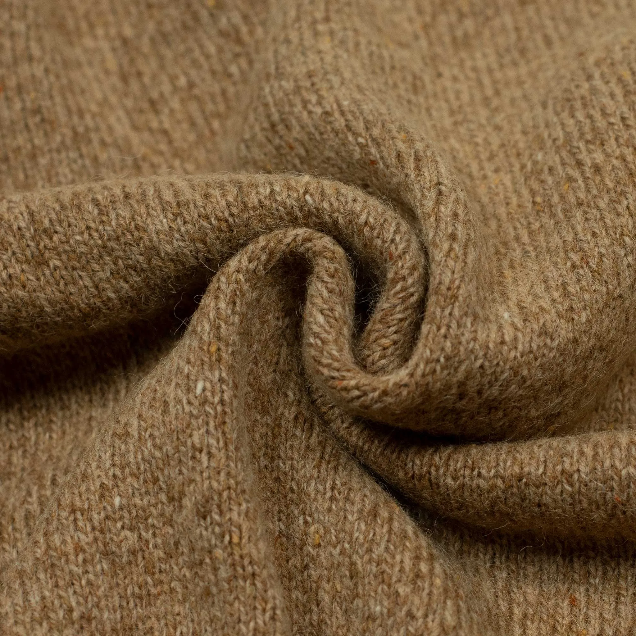 Crewneck sweater in camel color merino wool and alpaca mix (restock)