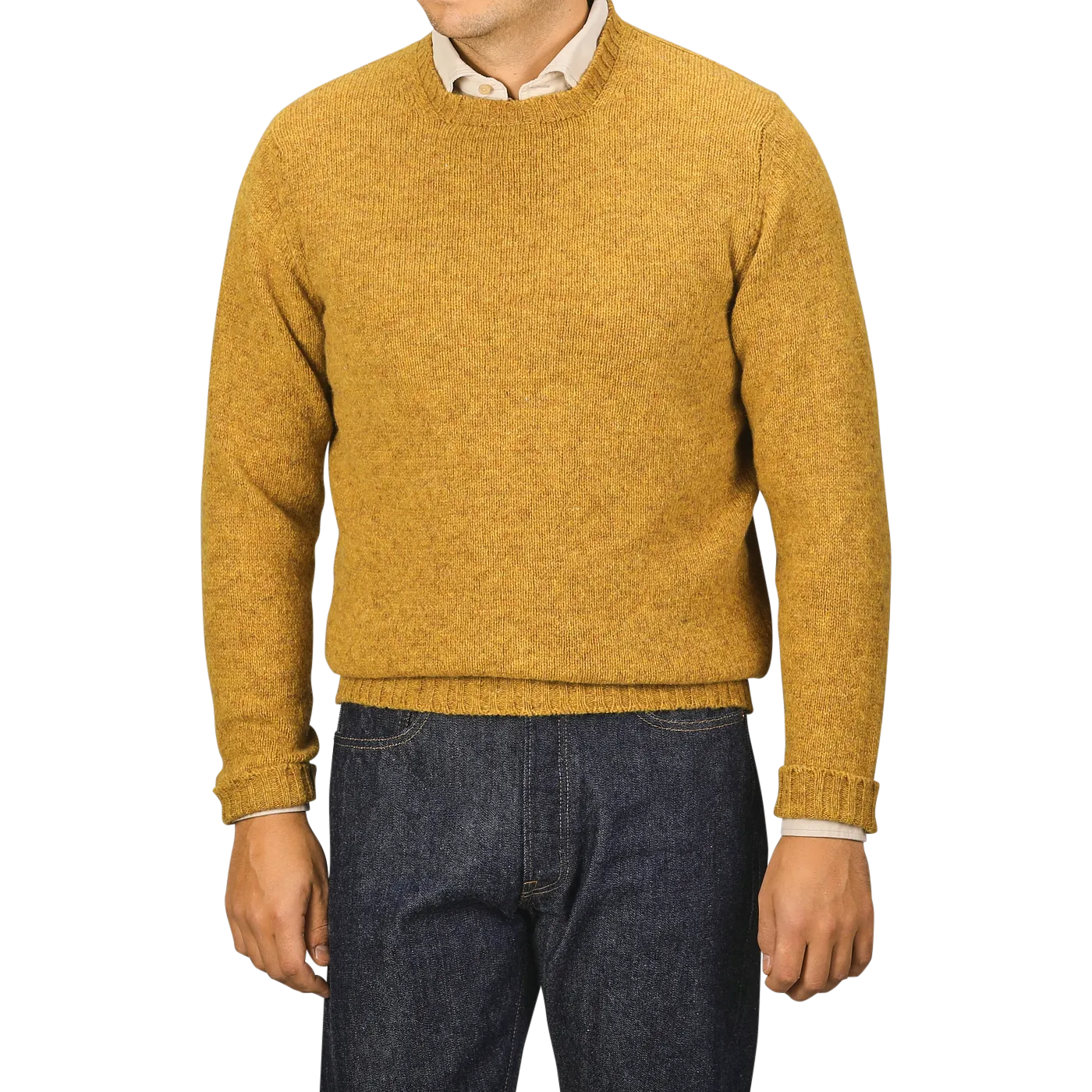 Cumin Brushed Shetland Lambswool Crew Neck