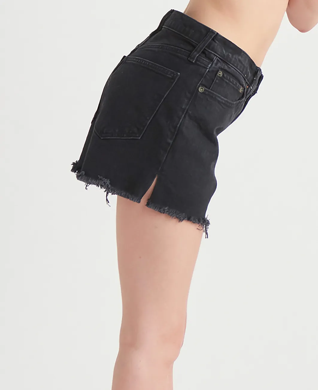 Dex High Rise Cut Off Black Denim Short