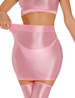 FEOYA Womens Oil Shiny Bodycon Skirts Silky Smooth Pencil Mini Skirts Sexy Glossy Hot Skirts Club Party