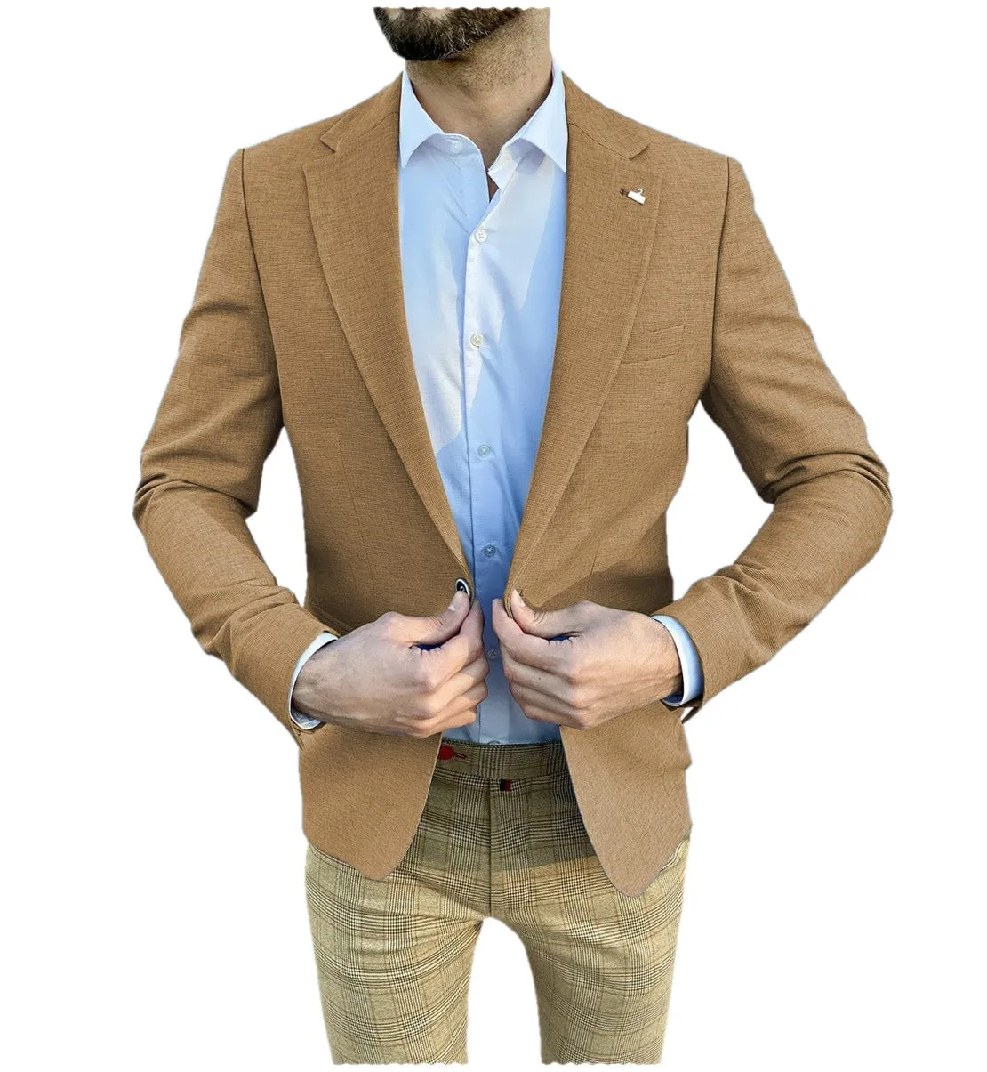 Flat Leisure Men's Suit Notch Lapel Blazer