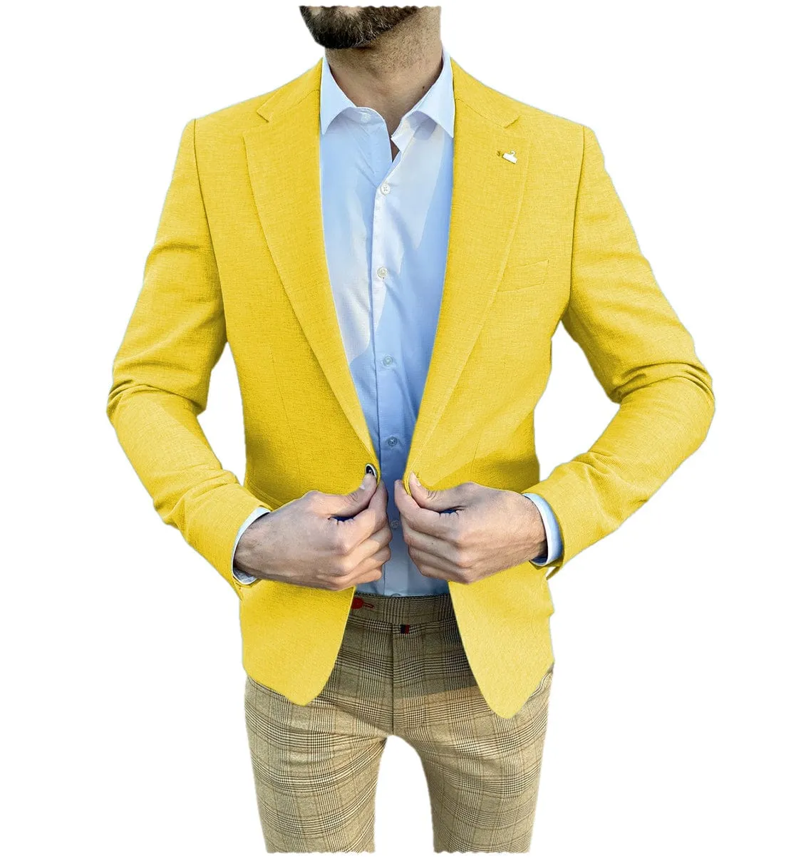 Flat Leisure Men's Suit Notch Lapel Blazer