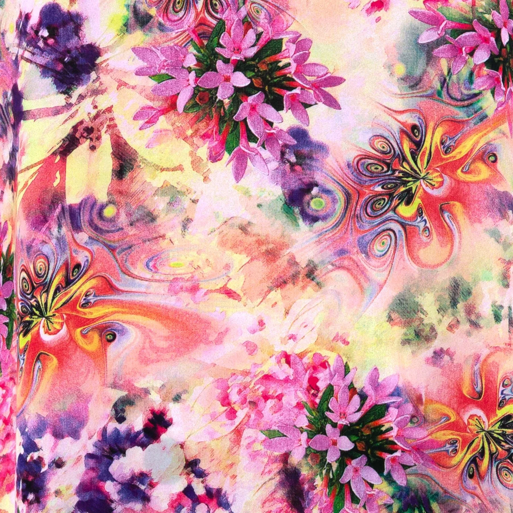 Floaty Asymmetrical Summer Dress - Psychedelic Flower