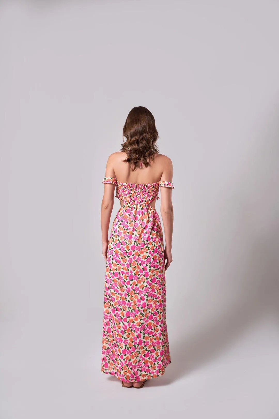 FLORAL CUT-OUT DETAIL MAXI DRESS