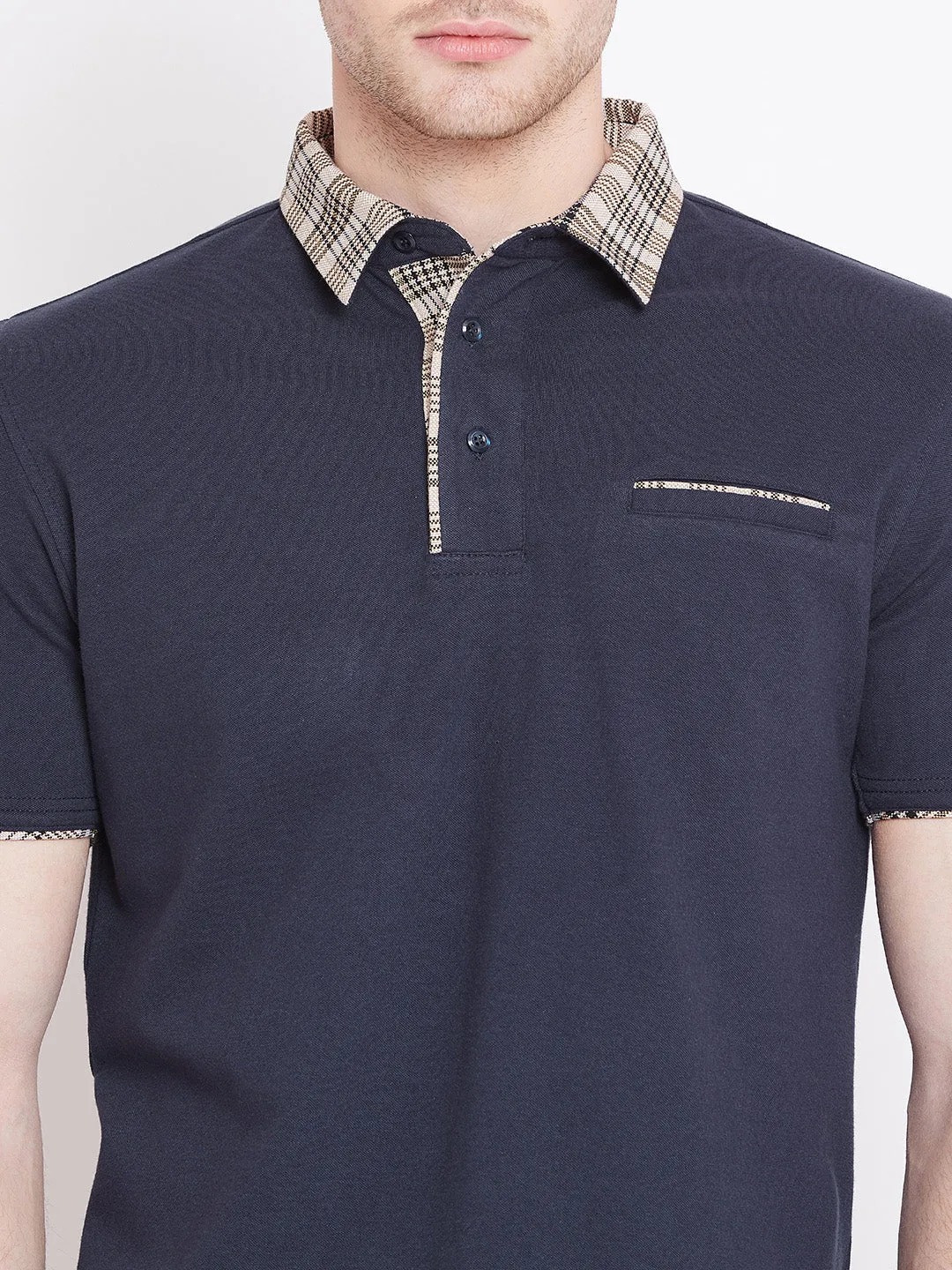JUMP USA Men Navy Blue Solid Polo T-shirts
