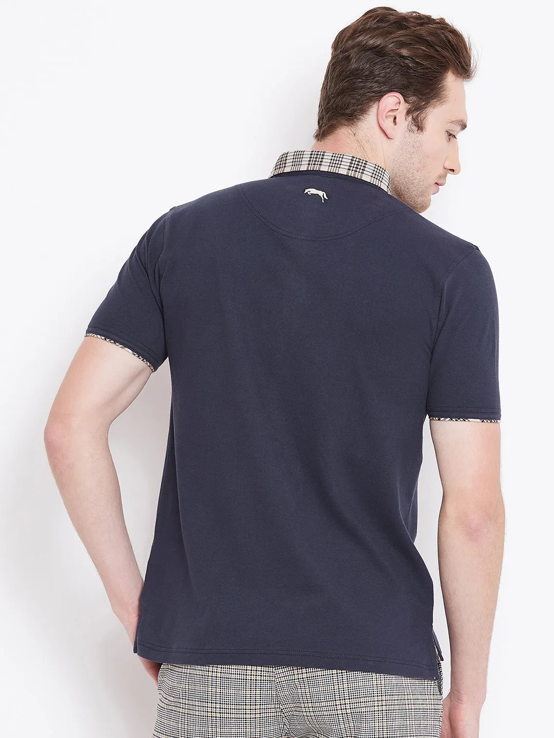 JUMP USA Men Navy Blue Solid Polo T-shirts