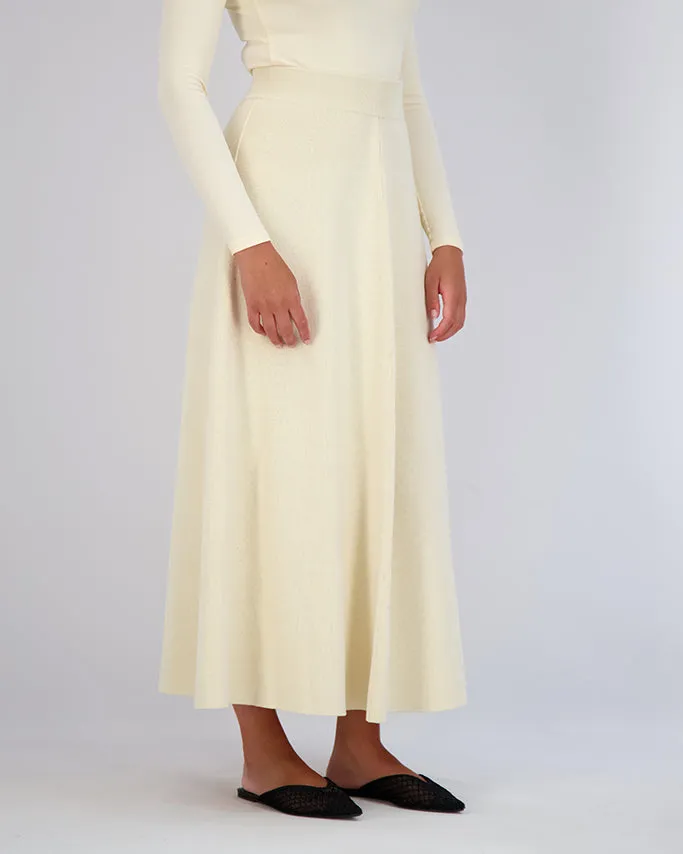 KNIT A LINE MAXI SKIRT - IVORY