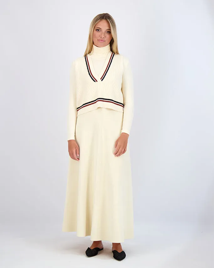 KNIT A LINE MAXI SKIRT - IVORY