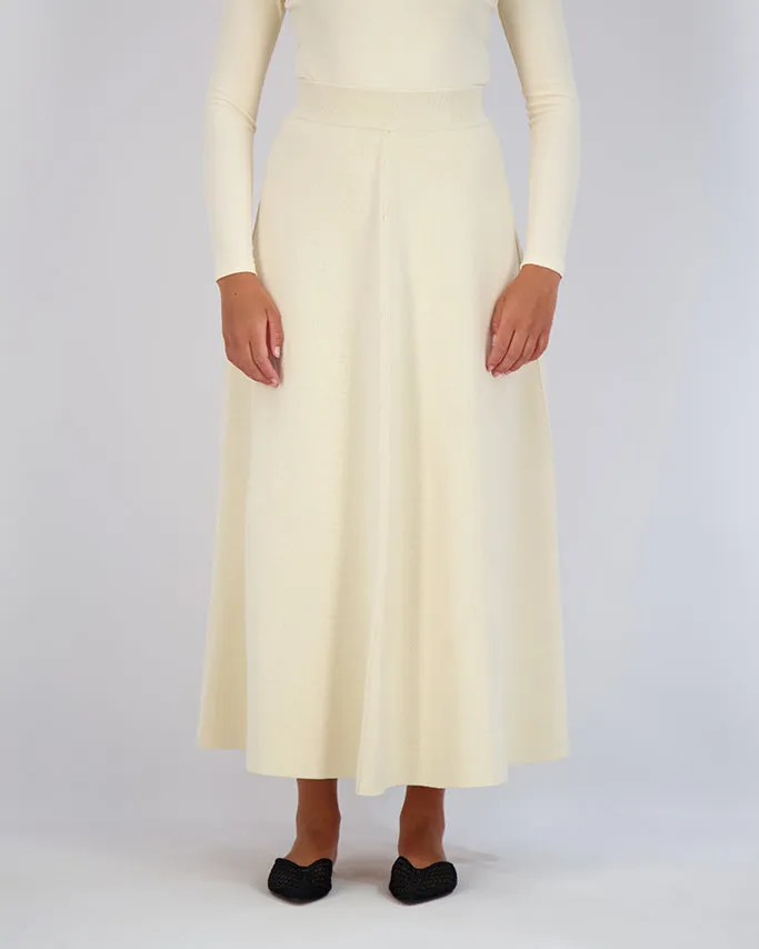 KNIT A LINE MAXI SKIRT - IVORY