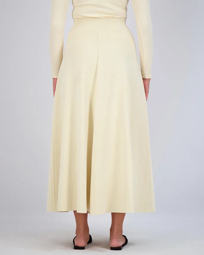 KNIT A LINE MAXI SKIRT - IVORY
