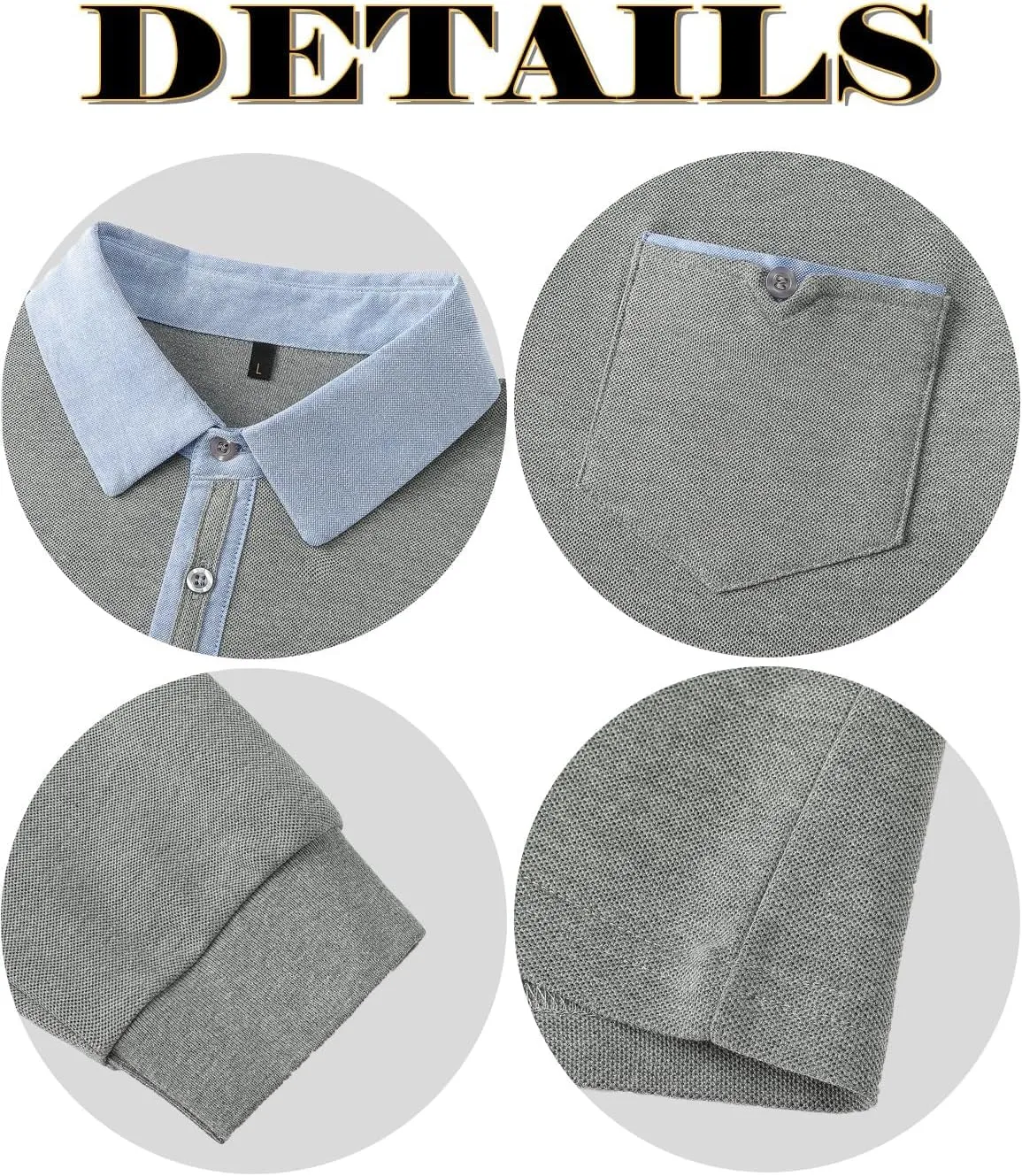 LIUPMWE Men's Shirt Long Sleeve Polo Shirt for Men Basic Slim Fit Long Sleeve Polo Men's Shirts with Pocket Golf Shirts
