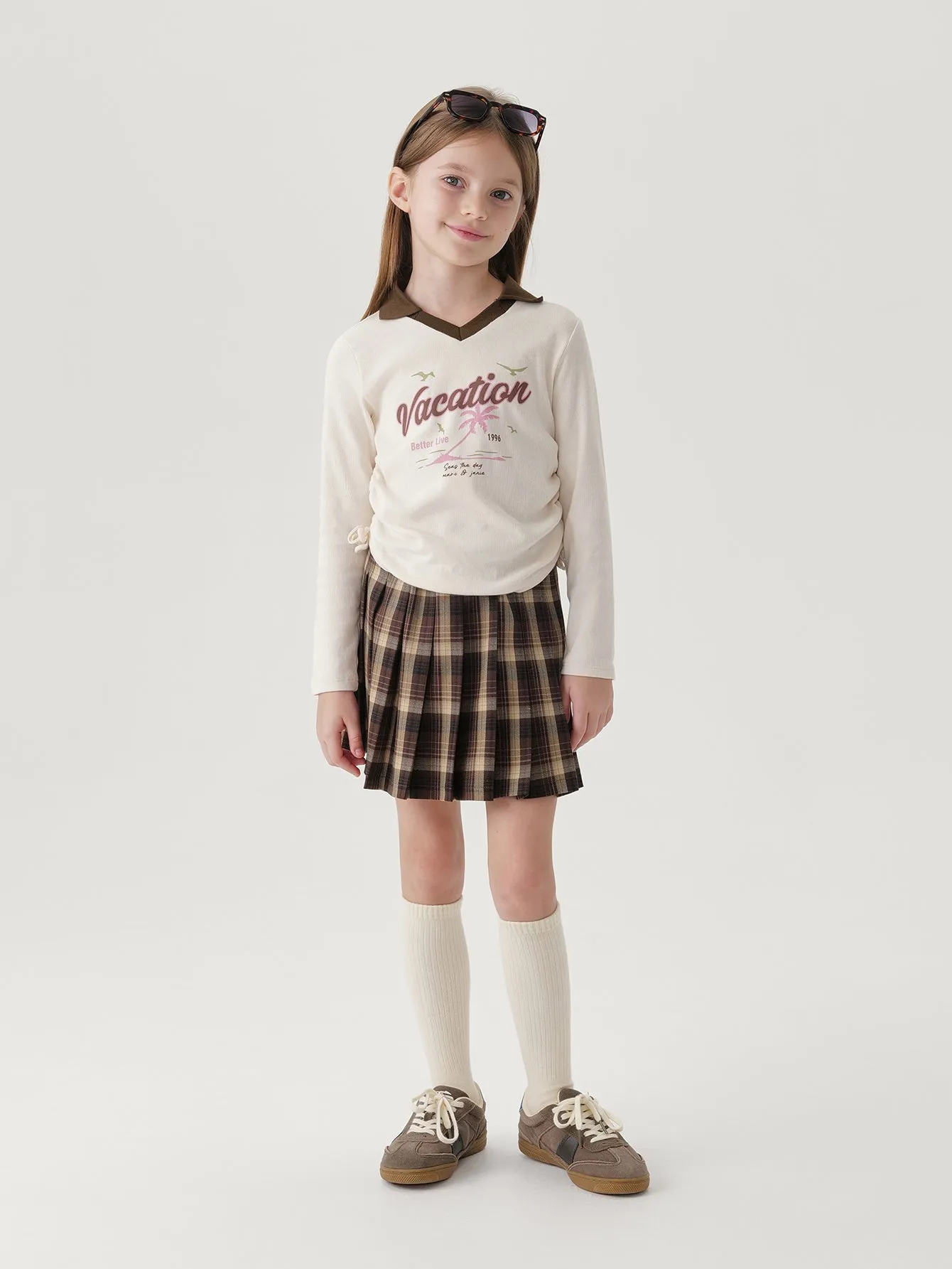 MARC & JANIE Girls Plaid Half A-Line Skirt 241272