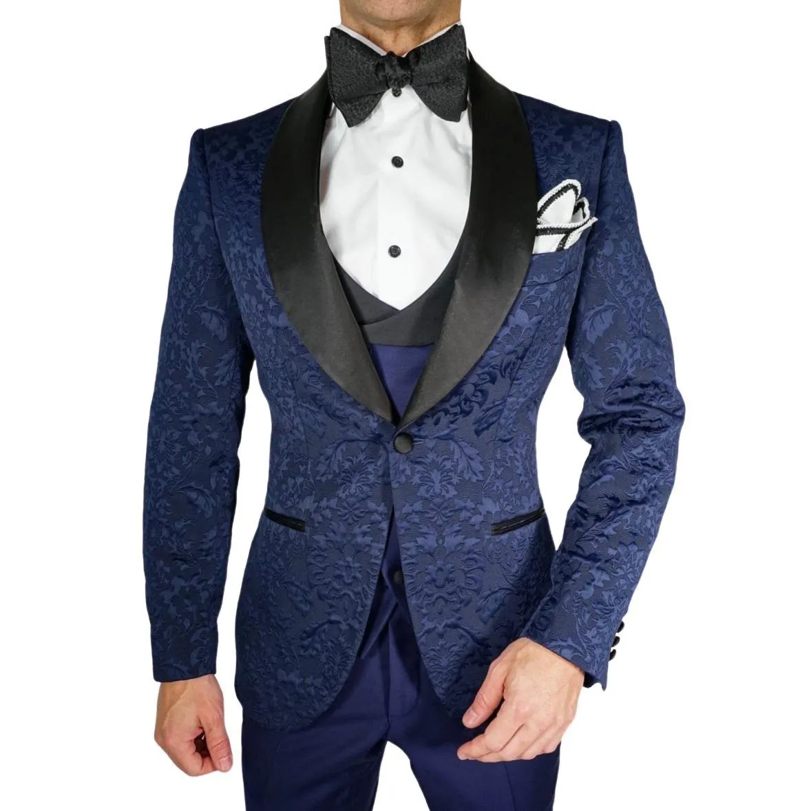 Navy Blue & Black Fiore Dinner Jacket