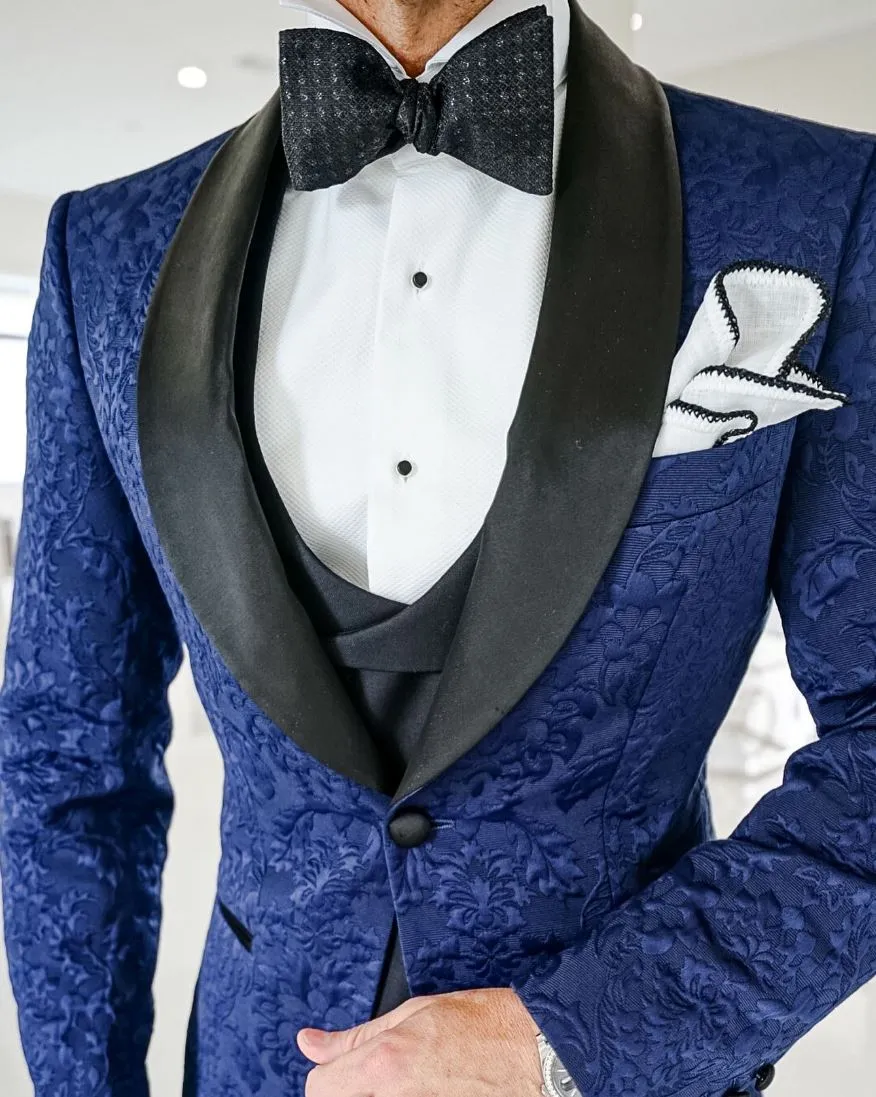 Navy Blue & Black Fiore Dinner Jacket