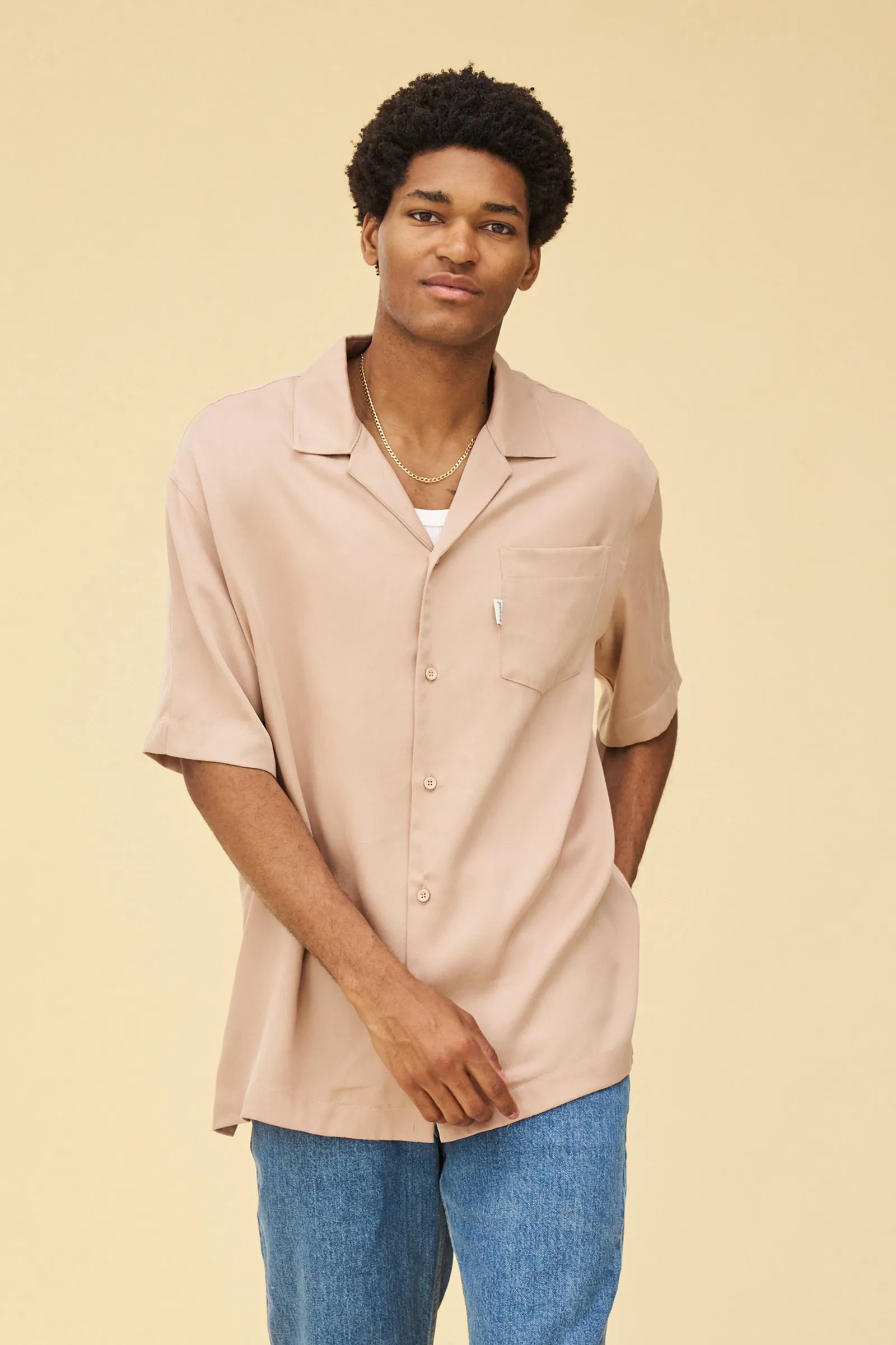NUDE TENCEL CUBAN SS SHIRT
