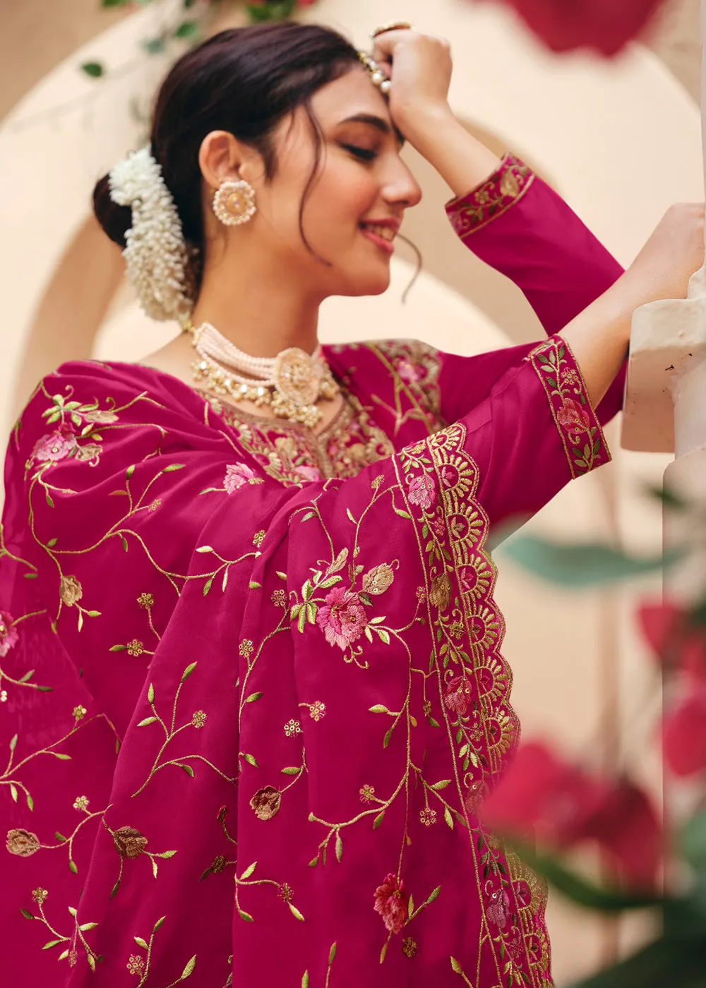 Pink Swarovski Work & Embroidered Eid Wear Salwar Suit