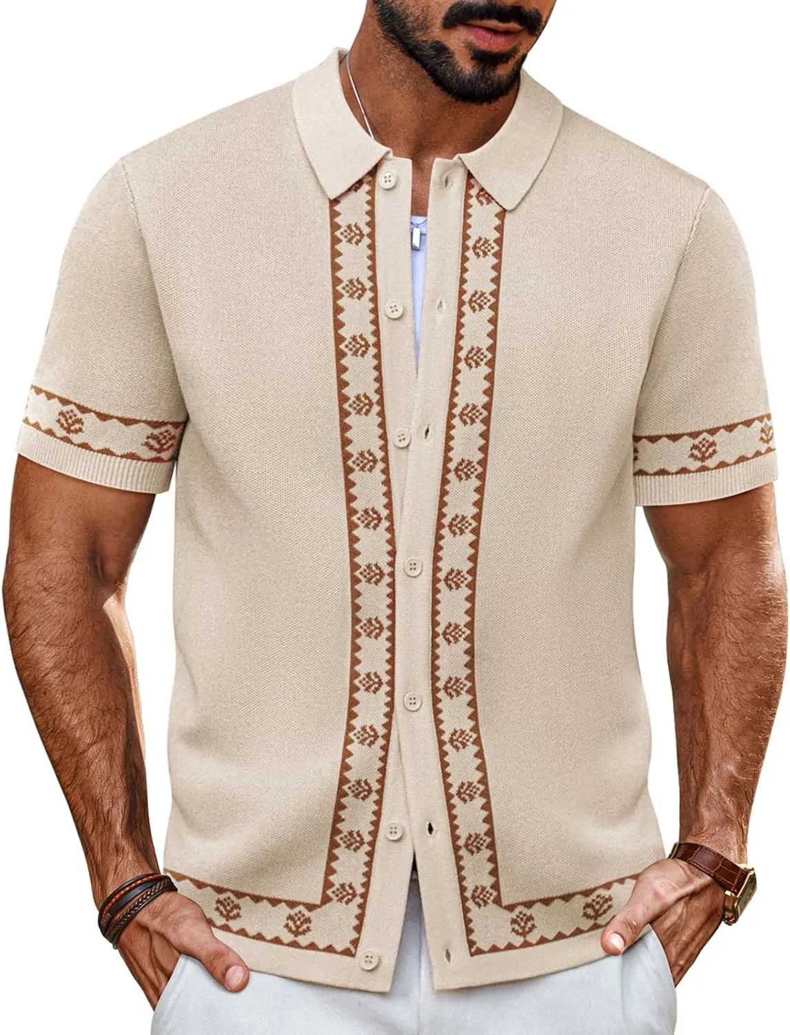 PJ PAUL JONES Men's Polo Shirts 70s Vintage Shirts Contrast Knitted Polo Shirts