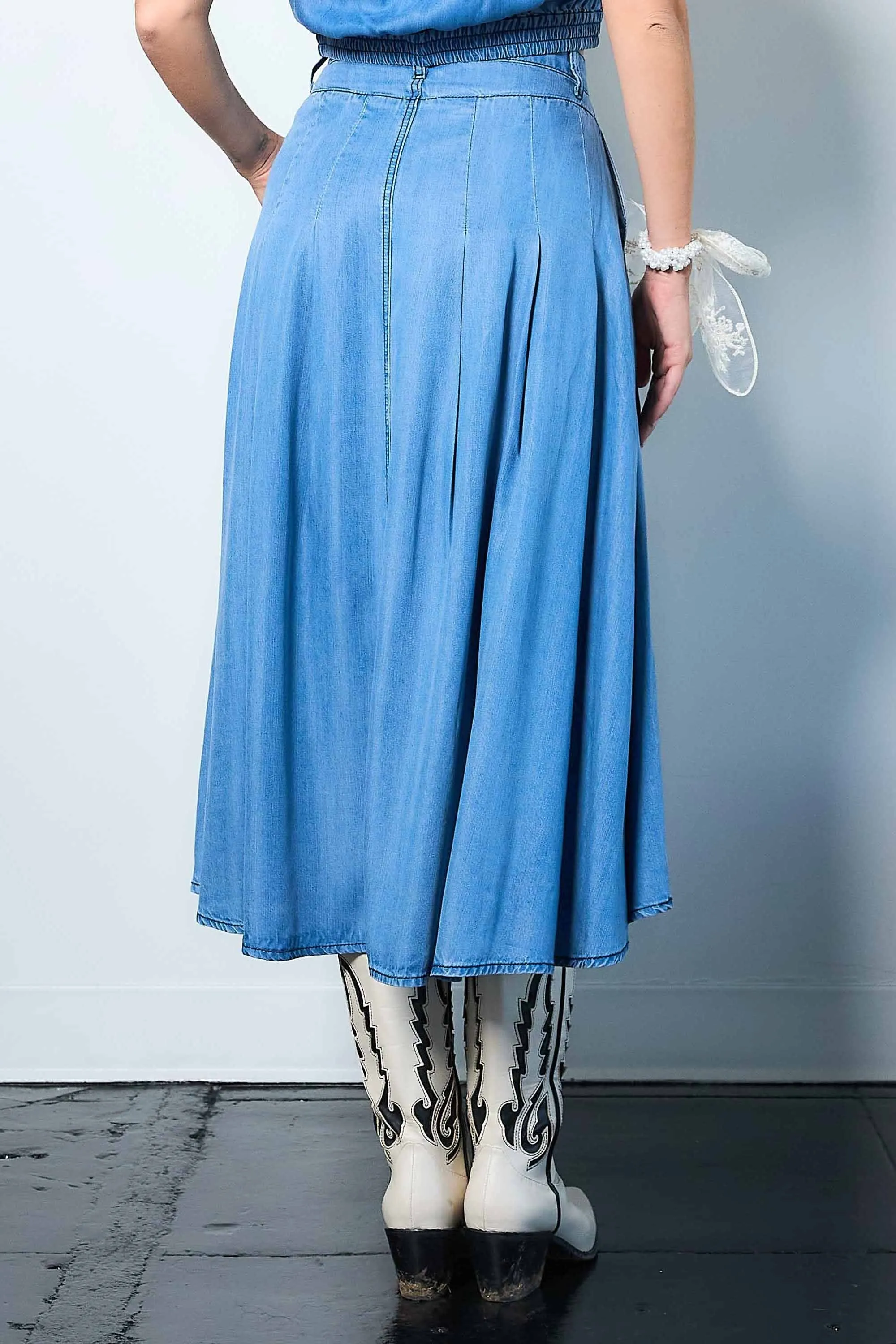 Pleated High-Low Tencel Skirt
