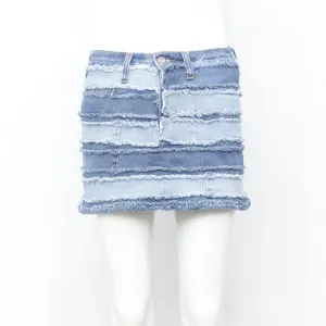 Rework Denim Stripped Skirt