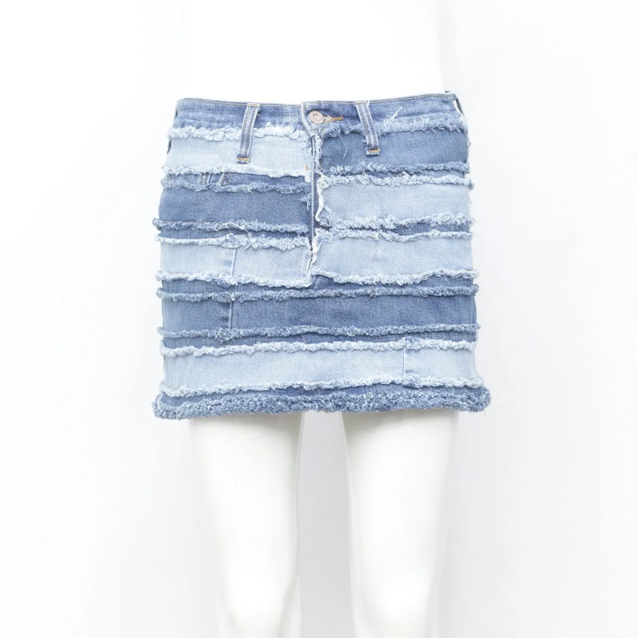 Rework Denim Stripped Skirt
