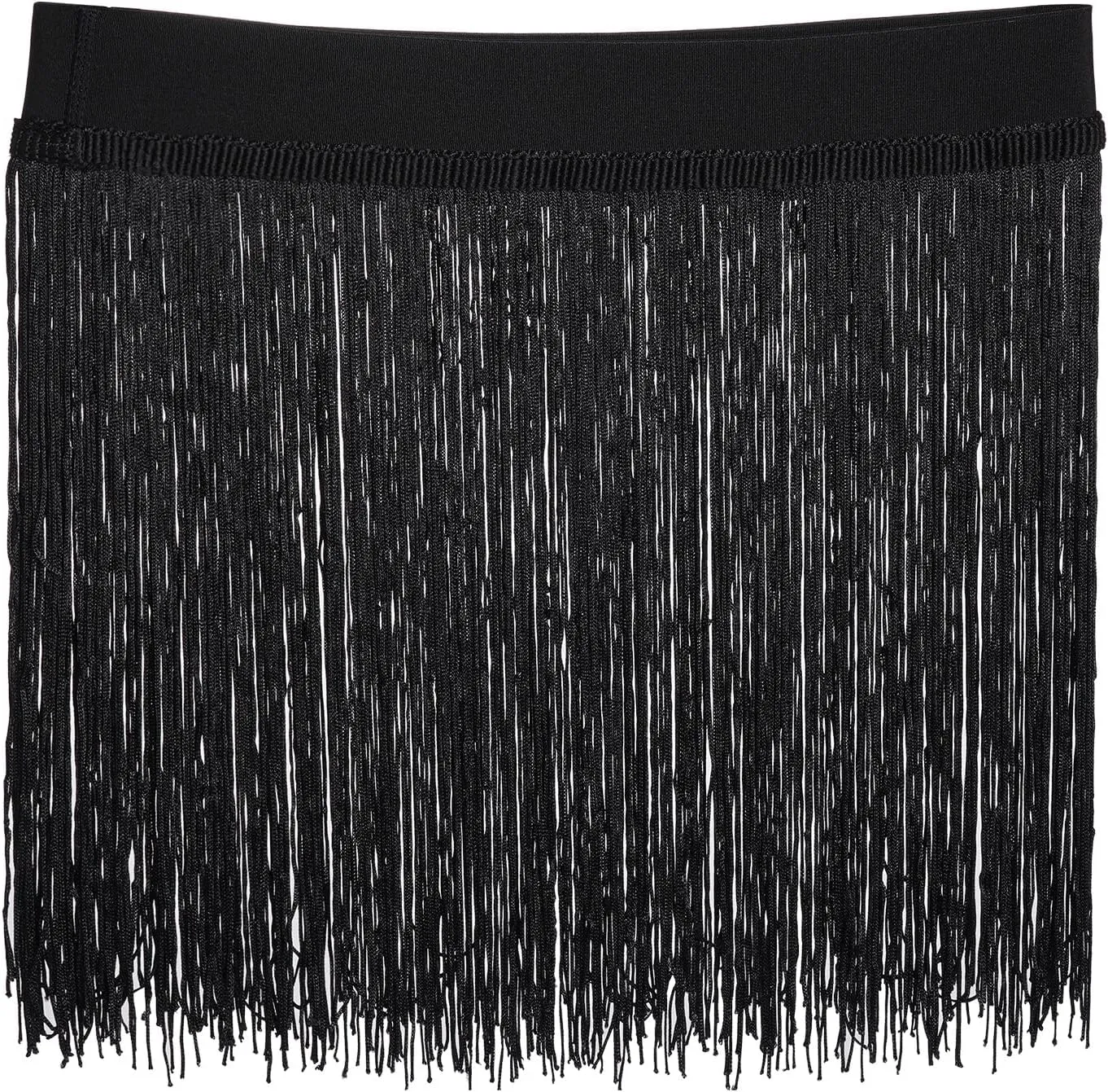 Women Fringe Trim Skirts Beach Tassel High Waisted Skirts Cover Up Mini Skirts Black