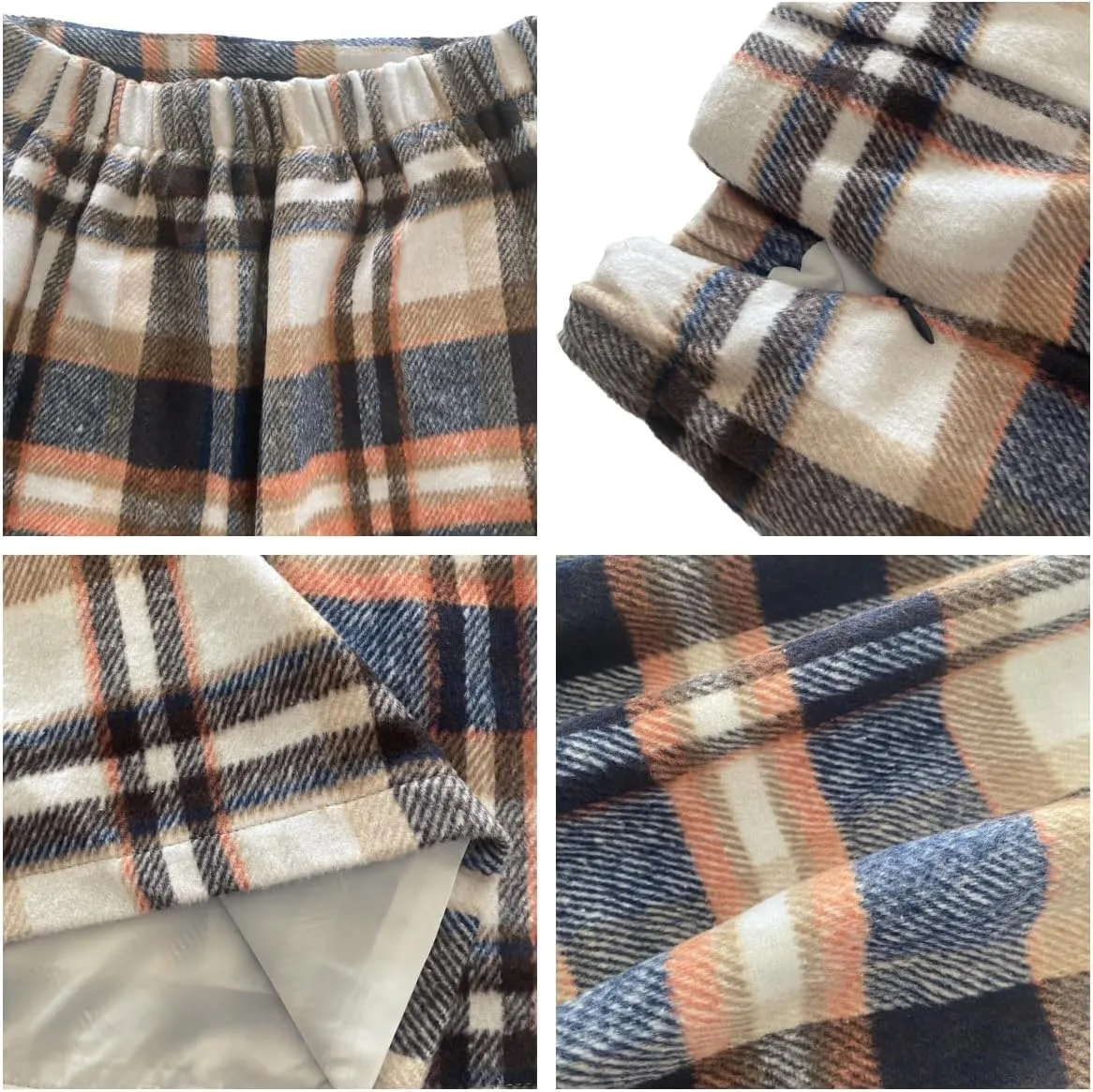 Women's Plaid Mini Skirt Pencil Above Knee Length High Elastic Waist Bodycon Zipper Vintage Short Skirts for Women