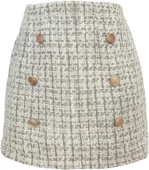 Women's Plaid Mini Skirt Pencil Above Knee Length High Elastic Waist Bodycon Zipper Vintage Short Skirts for Women