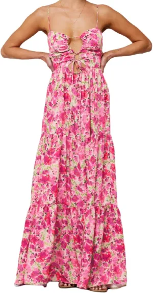 Womens Summer Spaghetti Strap Long Dress Boho Low Cut Floral Dress Backless Flowy Midi Dress, Summer Beach Sundress