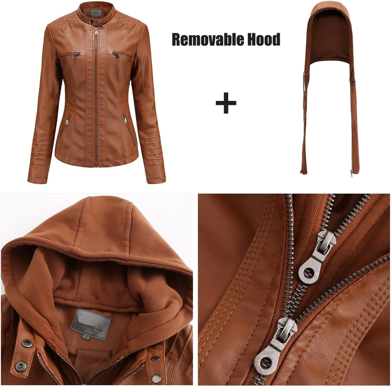 Women's Trendy Faux Leather Jacket Moto Short Jacket Fashion PU Jacket Coat